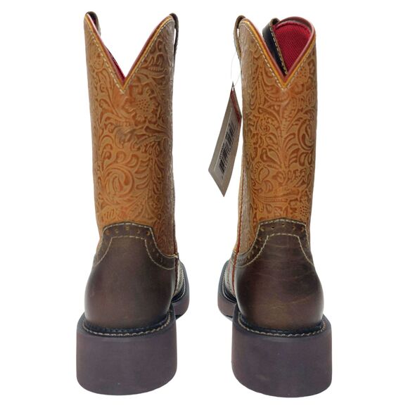Justin Gypsy Boots Sz 6.5 Welt Saddle Stitch Floral Embossed J-Flex Cowboy Boots - Picture 4 of 9